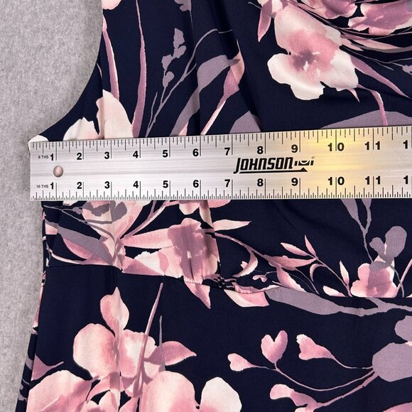 Coldwater Creek Maxi Dress Women 24W Navy Pink Floral Shift Stretch Cocktail NWT - Picture 4 of 12